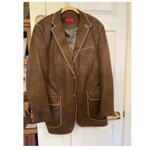 Mantoni Milan Italy Italian Design Brown Faux Suede Men's Blazer Jacket 44 Large